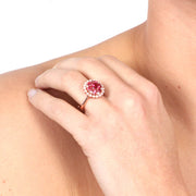 Anello in Argento 925 con perle e zirconi rossi
