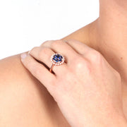 Anello in Argento 925  con perle e zirconi blu