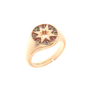 Anello in Argento 925 a forma di stella con zirconi multicolor