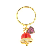 Anello in Argento 925 ciondoli con campanella rossa e cuore fucsia