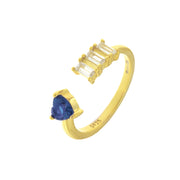Anello in Argento 925 con zirconi bianchi e cuore bluu