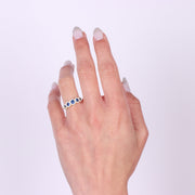 Anello in Argento 925 con punti luce blu e trasparenti