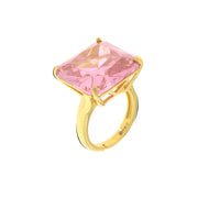 Anello in Argento 925 con zircone rosa a forma quadrata