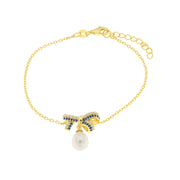Bracciale in Argento 925 con fiocco e perle pendente