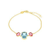 Bracciale in Argento 925 con cristalli azzurri e rosa