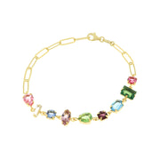 925 Silver bracelet with multicolored crystals
