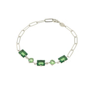925 Silver bracelet with green crystals