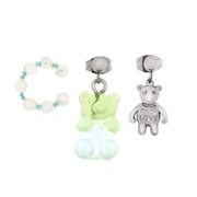 Steel earrings with bears and earcuffs with pearls