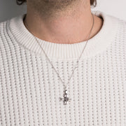 Collana in Acciaio con croce bicolore bianco/nero