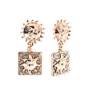Orecchini in Metallo sole con mattonella pendente in perfetto stile siciliano
