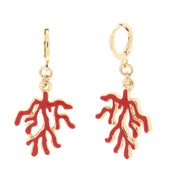 Orecchini in Metallo con pendente corallo rosso