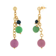 Metal earrings with colored stones