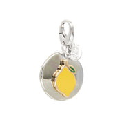 Ciondolo in Metallo a medaglione con simbolo limone, in smalto giallo
