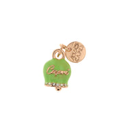 Ciondolo in Metallo campanella con scritta Capri verde lime e cristalli bianchi