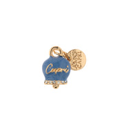 Ciondolo in Metallo campanella portafortuna con scritta Capri blu cobalto