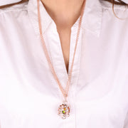 Collana in Metallo con grande campana pendente multicolore e punti luce bianchi