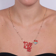 Collana in Metallo scritta BFF e cuore pendente, impreziosite da smalti colorati
