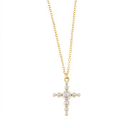 Collana in Metallo con pendente a forma di croce impreziosito da perle