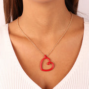 Collana in Metallo a forma di cuore con smalto rosso