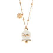 Collana in Metallo con campanella grande bianca e scritta Capri impreziosito da cristalli bianchi