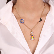 Collana in Metallo con donna pendente e simboli regione Calabria e sole
