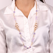 Collana in Metallo con cristalli di colore viola ispirati al vetro di Murano