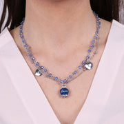 Collana in Metallo con campanella smaltata blu e perline