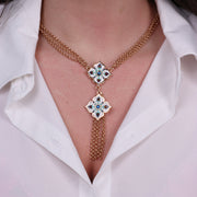 Collana in Metallo con maioliche colorate a forma di croce e frange pendenti