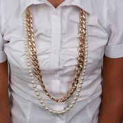 Collana in Metallo multifilo con perle e groumette