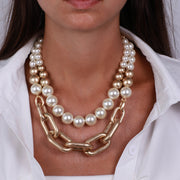 Collana in Metallo multifilo con perle e groumette