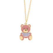 Metal necklace with pink teddy bear