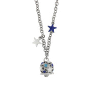 Bell metal necklace with blue stars