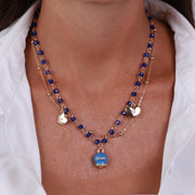 Collana in Metallo multifilo con pietre blu e campanella Capri blu