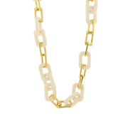 Metal necklace with white rectangular chains