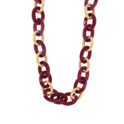 Metal necklace with purple rectangular chains