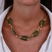 Collana in Metallo con catene a forma rettangolare verdi