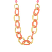 Metal necklace with orange chains