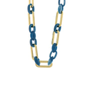 Metal necklace with blue rectangular chains