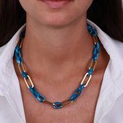 Collana in Metallo con catene a forma rettangolare blu