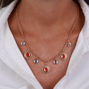 Collana in Metallo in stile antico rosso e blu