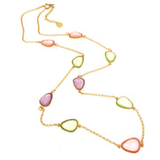 Metal necklace with multicolored stones