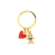 Anello in Metallo con pendenti impreziositi da smalti colorati a forma di bimbo e cuore rosso