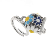 Bell capri metal ring with flowers