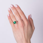 Anello in Metallo con cristallo quadrato verde