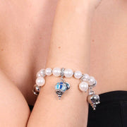 Bracciale in Metallo con perle e campane blu