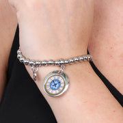 Bracciale in Metallo maglia a sfere, con medaglione simbolo orologio capri a smalti colorati