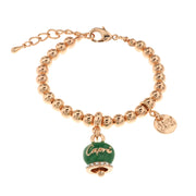 Bracciale in Metallo con campanella portafortuna verde e scritta Capri