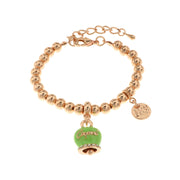 Bracciale in Metallo con campanella portafortuna verde lime, con scritta Capri