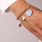 Bracciale in Metallo con cuore pendente in smalto blu e scritta Capri