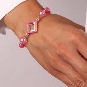 Bracciale in Metallo con cristalli colorati nelle sfumature rosa ispirate al vetro di Murano